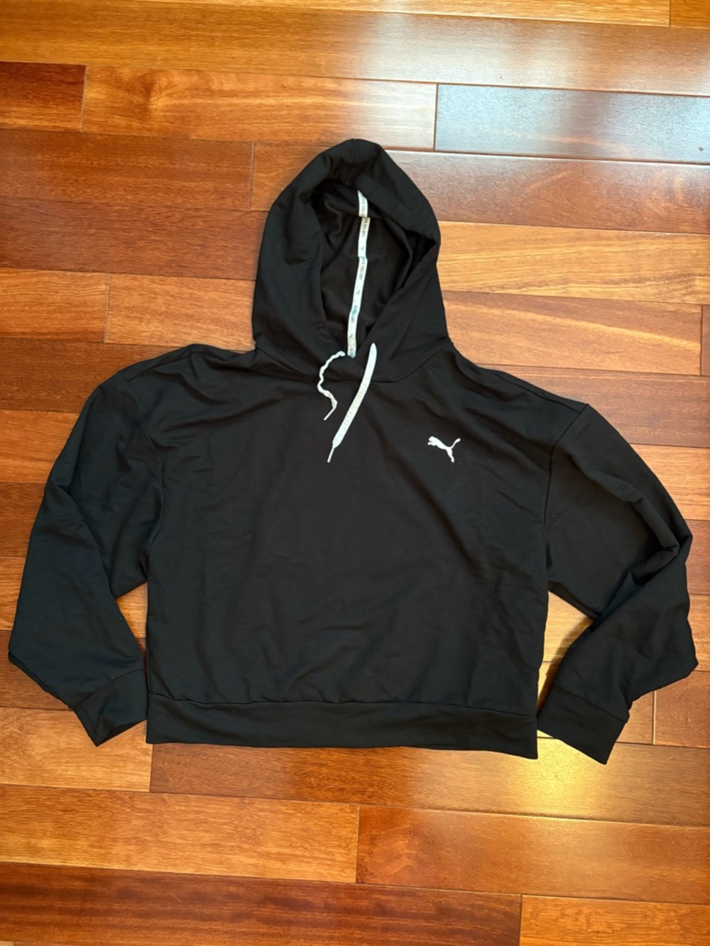 Puma Black Hoodie with White Trim and Logo Tape